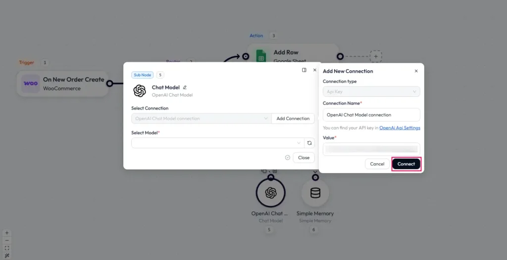 add ai agent in bit flows to build woocommerce ai agent