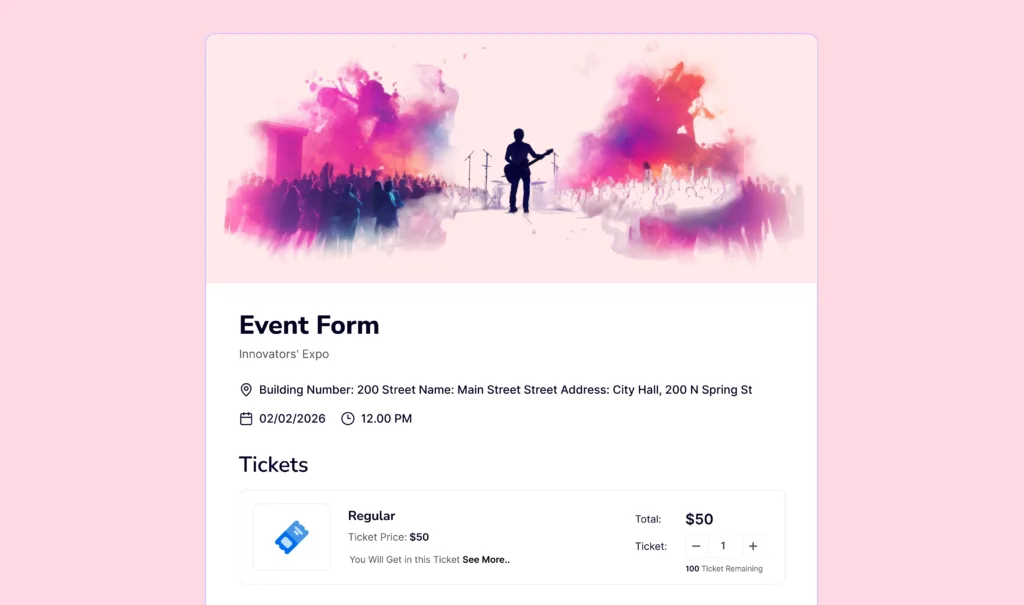 The event ticket module will handle the full event payment workflow. Sell ticket types, collect attendee information, and manage registrations in one place.