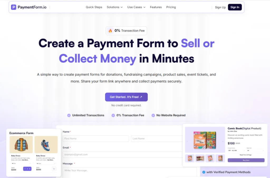 PaymentForm.io: Create a payment form to sell or collect money in minutes