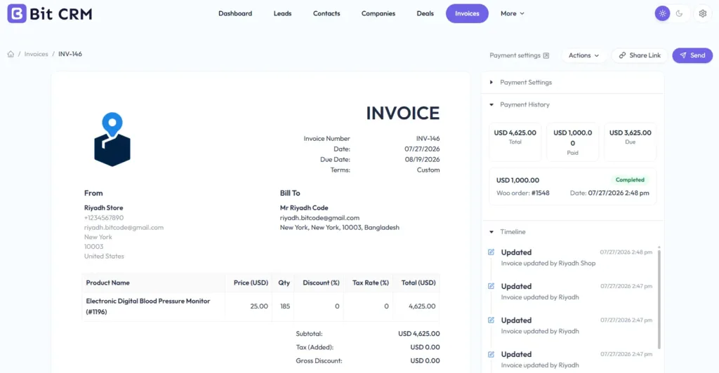 Bit CRM Invoice