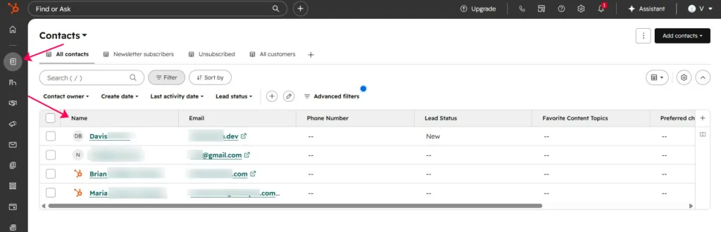HubSpot action test run in Bit Flows returning the created contact ID and mapped properties