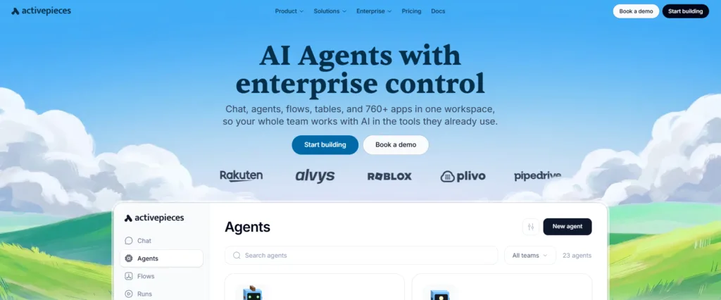 Activepieces open-source automation platform with AI agents and workflow builder